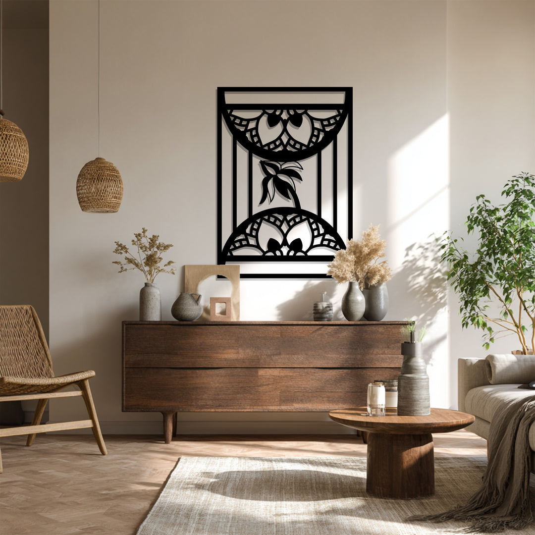 أزهار آرت ديكو – زخارف نباتية هندسية فن جداري معدني