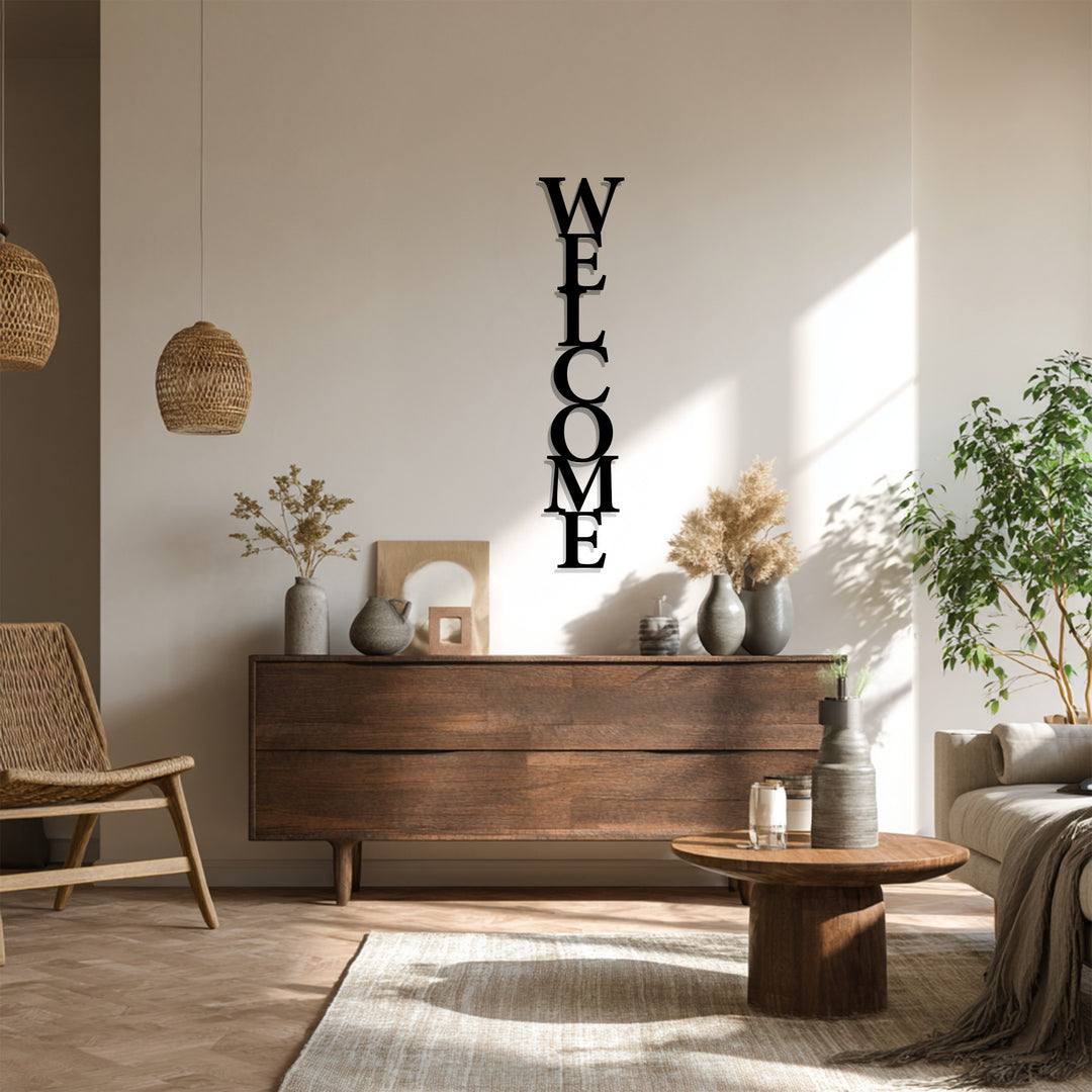 Black metal welcome sign for porch décor