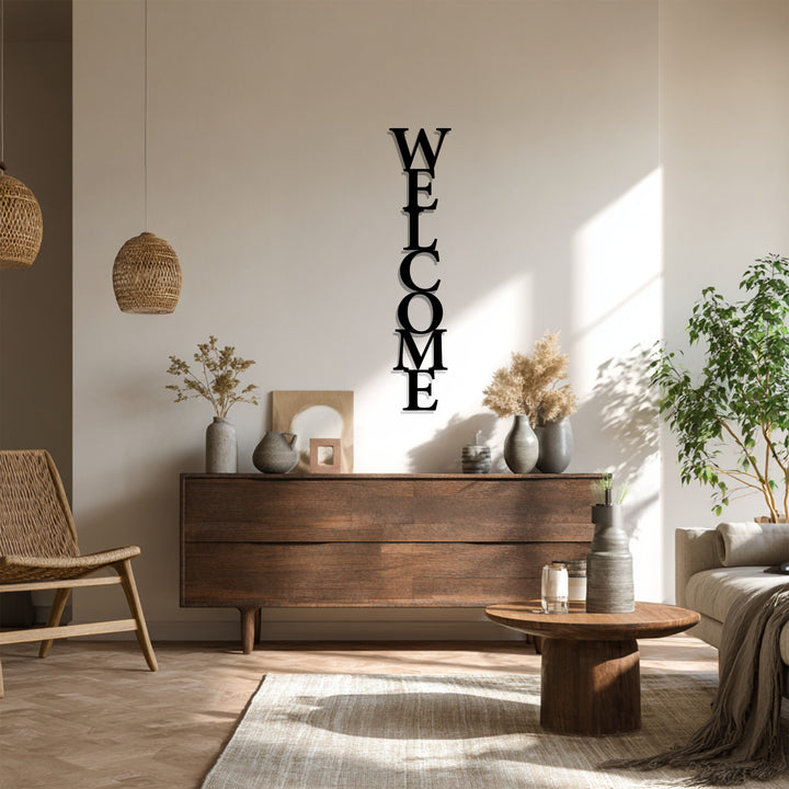 Black metal welcome sign for porch décor