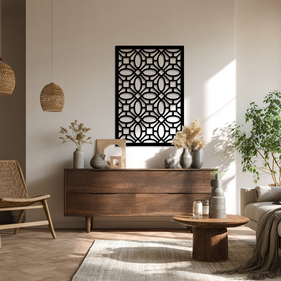 شبكة فاخرة – تصميم هندسي حديث فن جداري معدني