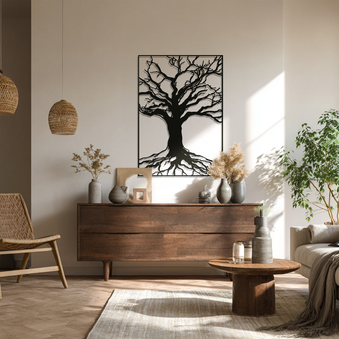 Tree Silhouette Metal Wall Art – Black Nature Wall Sculpture
