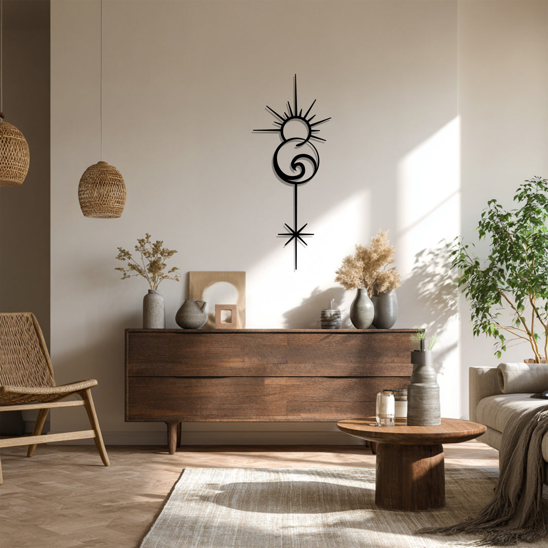 Sun and star inspired modern wall art