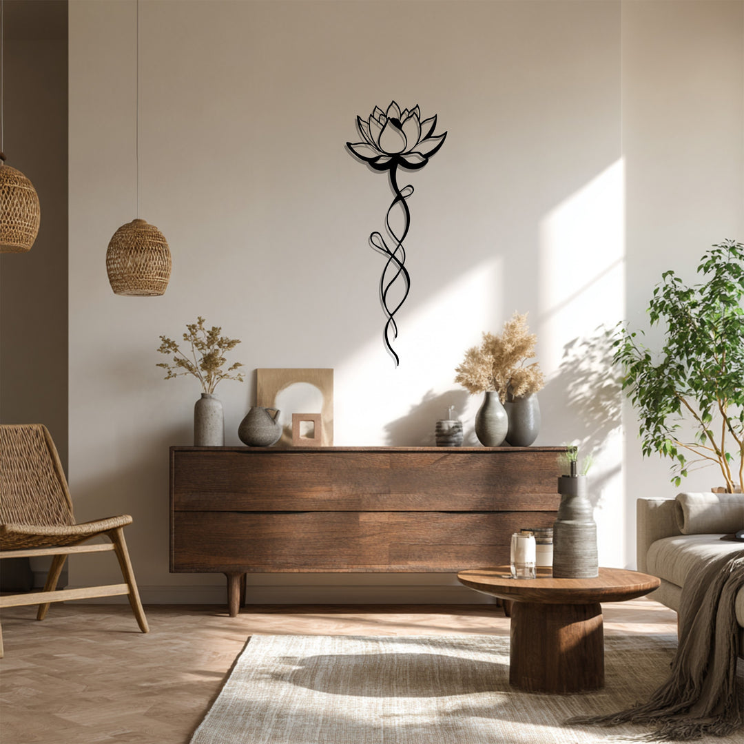 Elegant Lotus Metal Wall Art – Minimalist Floral Symbol of Harmony