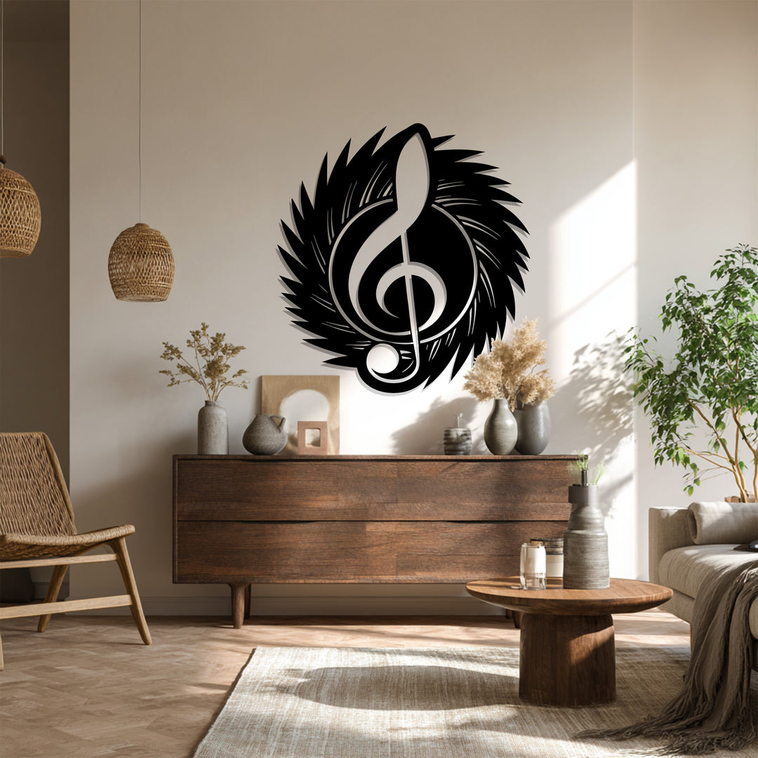 Treble Clef Wing Metal Wall Art – Music Inspired Decor