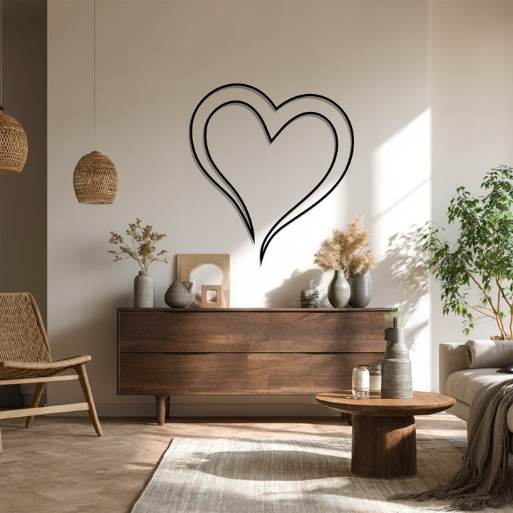 Minimal double heart outline wall decor