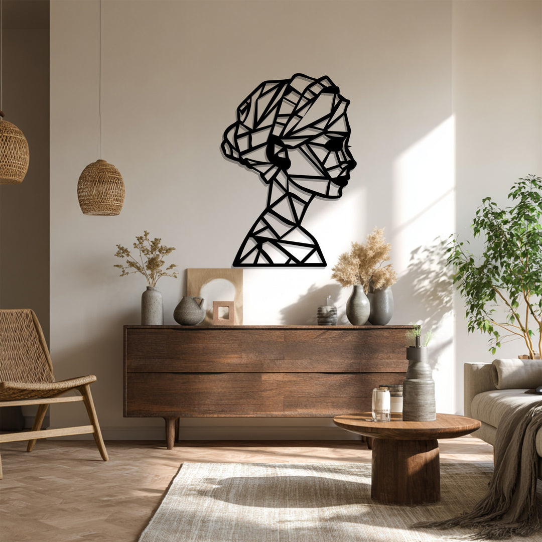 Geometric Lady Silhouette – Modern Abstract Metal Wall Art