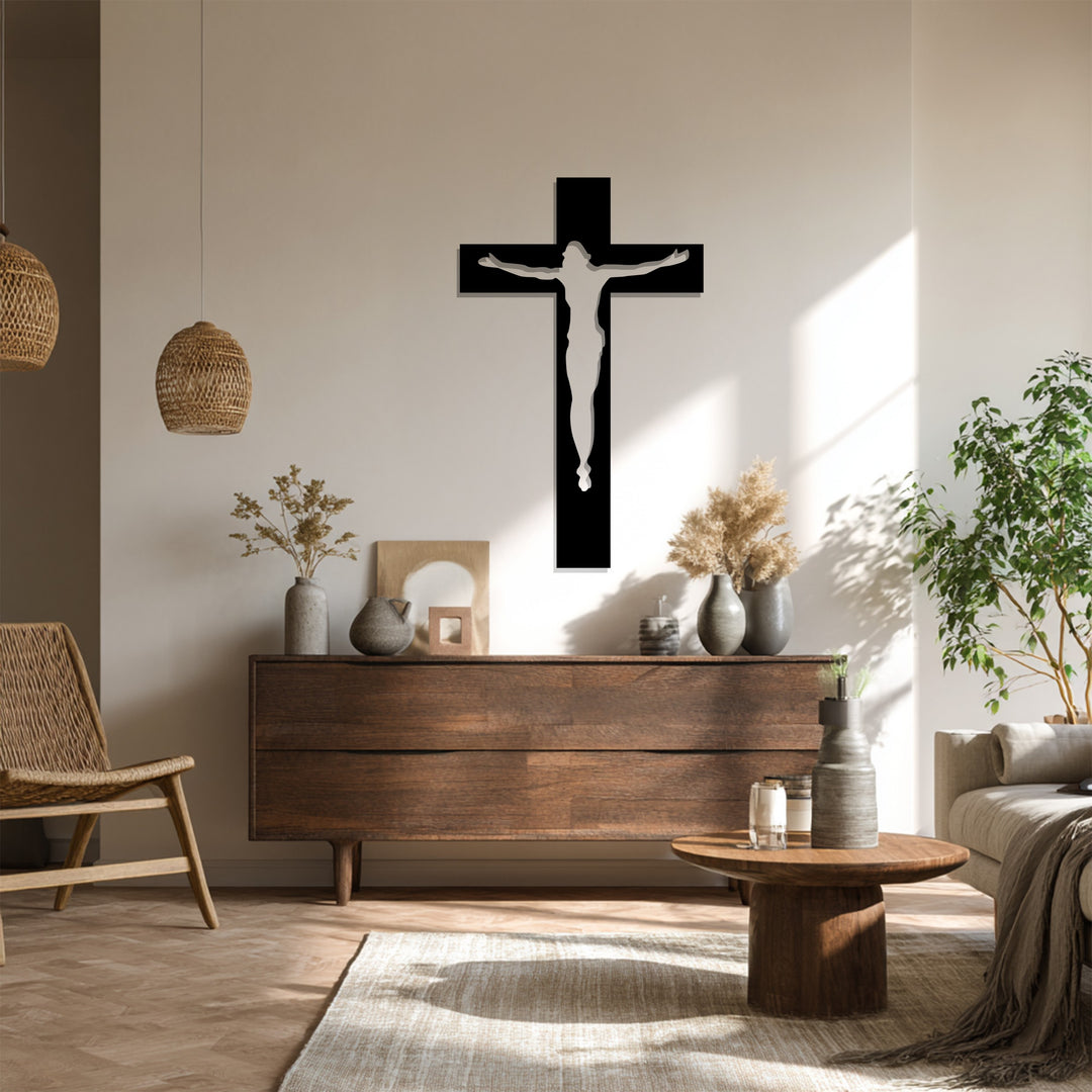 انعكاس إلهي – صليب بسيط فن جداري معدني