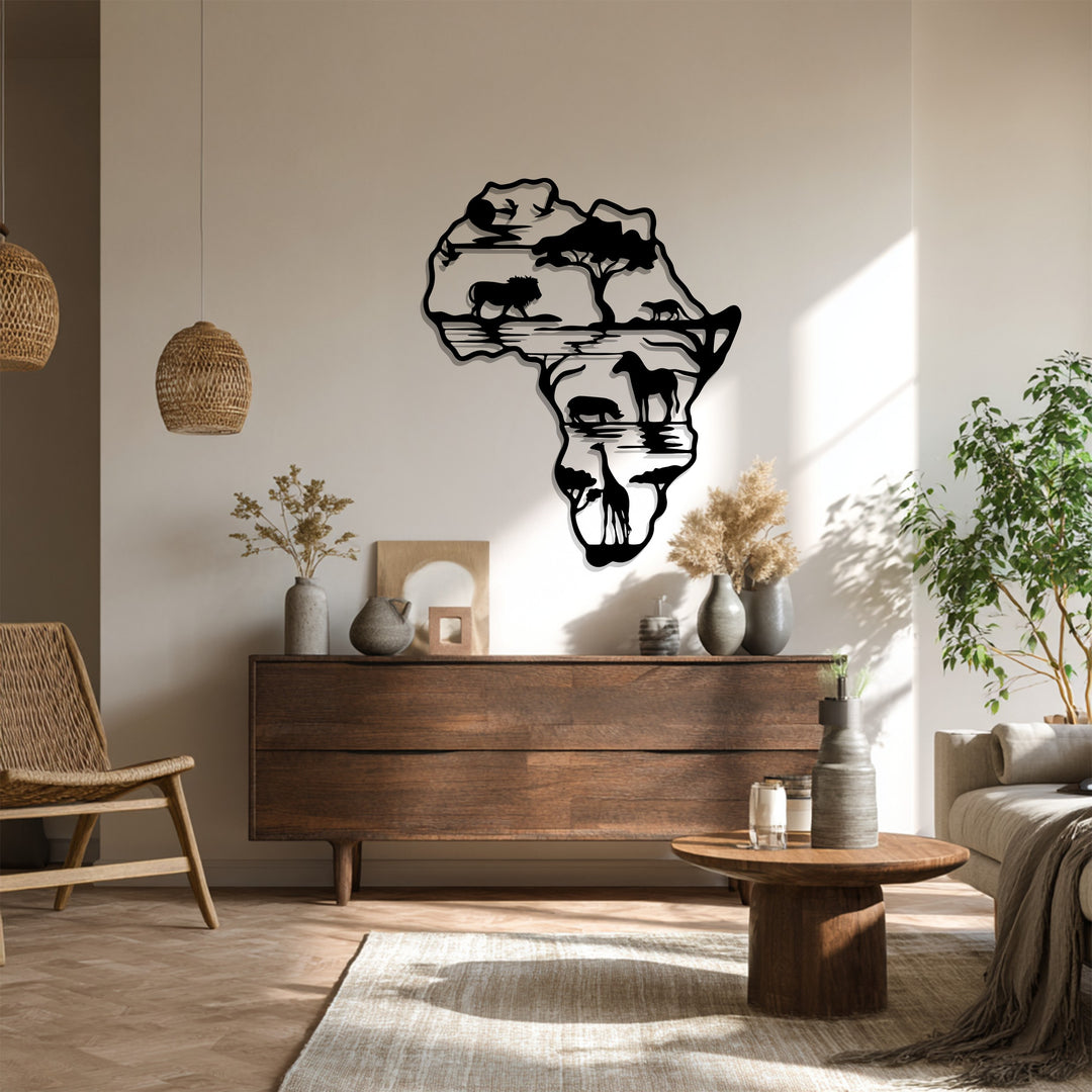 African Wilderness – Safari Silhouette Metal Wall Art