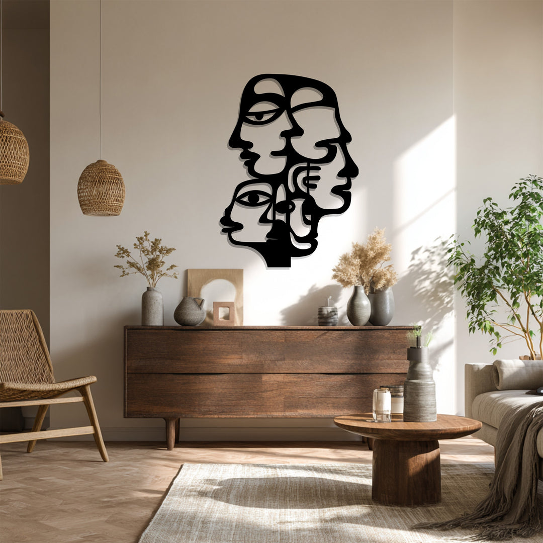 Modern cubist black metal wall art