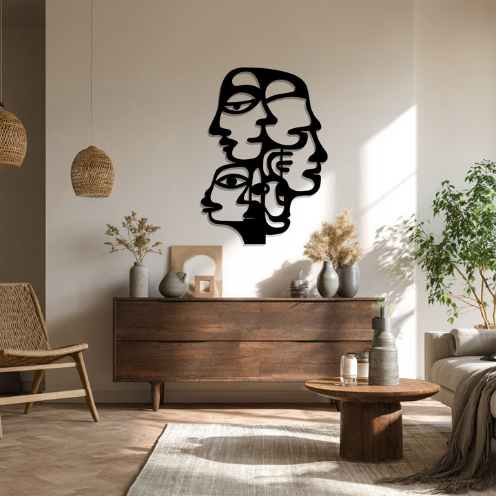 Modern cubist black metal wall art