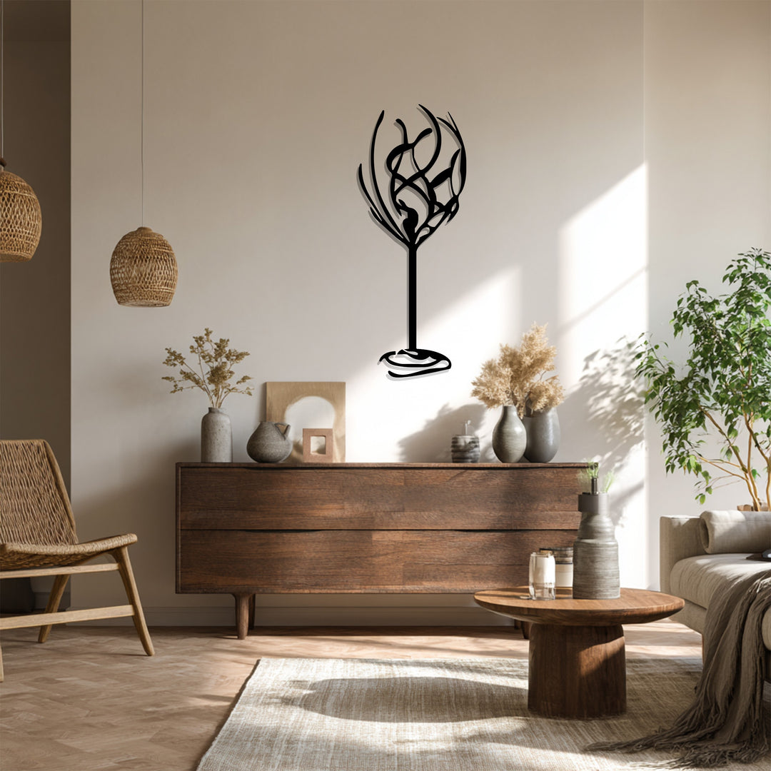 Abstract Wine Glass – Modern Metal Wall Art