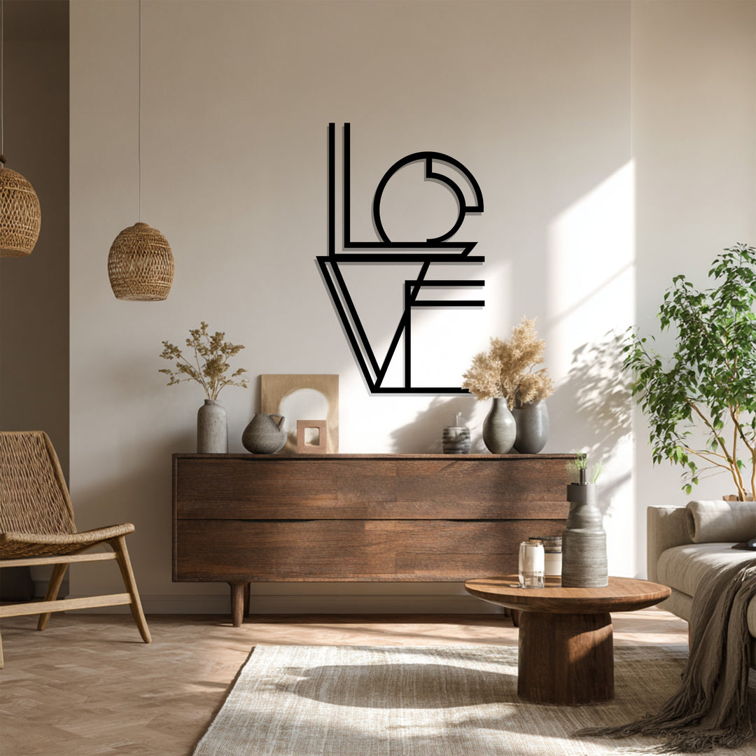 Geometric LOVE Metal Wall Art – Modern Romantic Typography Décor