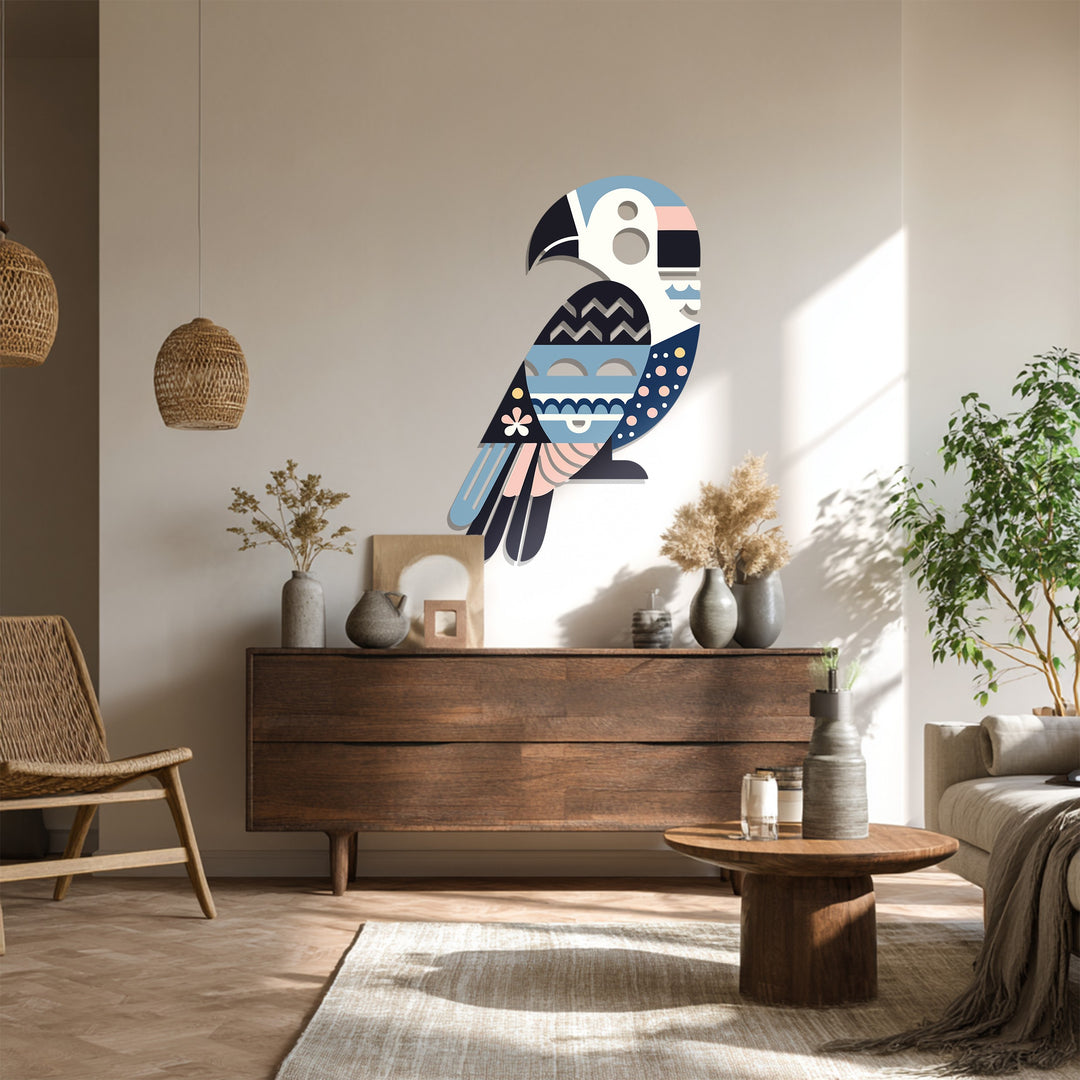 Geometric Parrot Metal Wall Art – Modern Bird-Inspired Home Decor