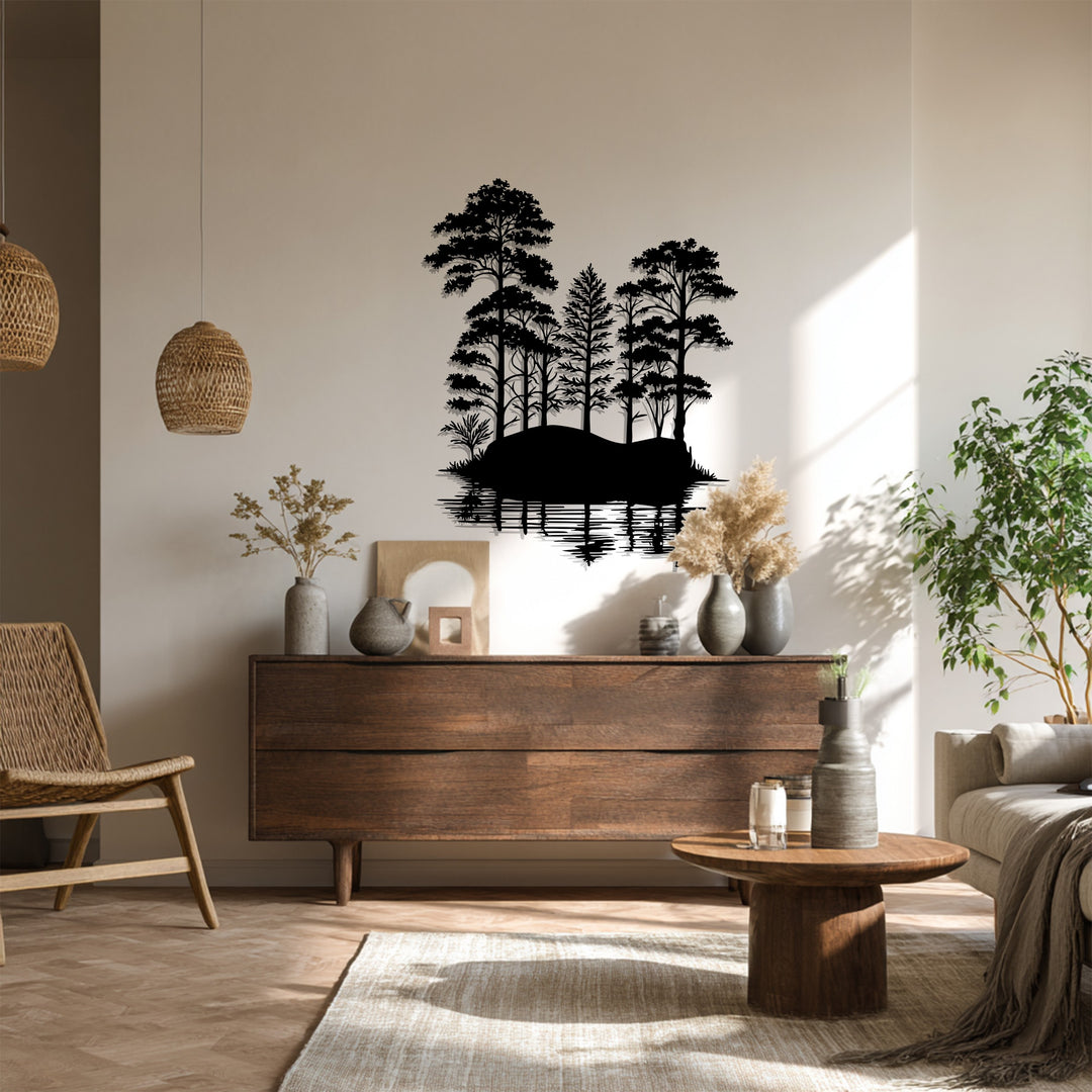 Tranquil Forest Reflection – Nature Landscape Metal Wall Art