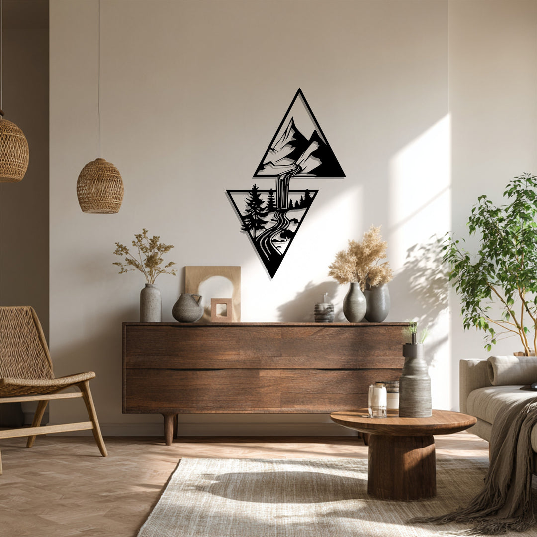 Mountain Cascade Metal Wall Art – Nature-Inspired Modern Home Decor
