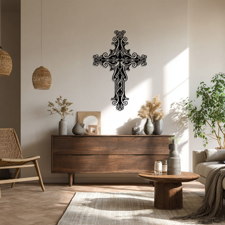 Elegant Christian cross metal wall art