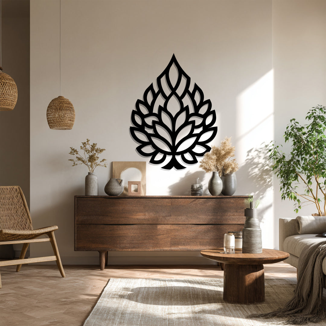 Nature-inspired black metal wall art for living room
