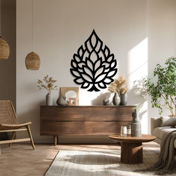 Nature-inspired black metal wall art for living room