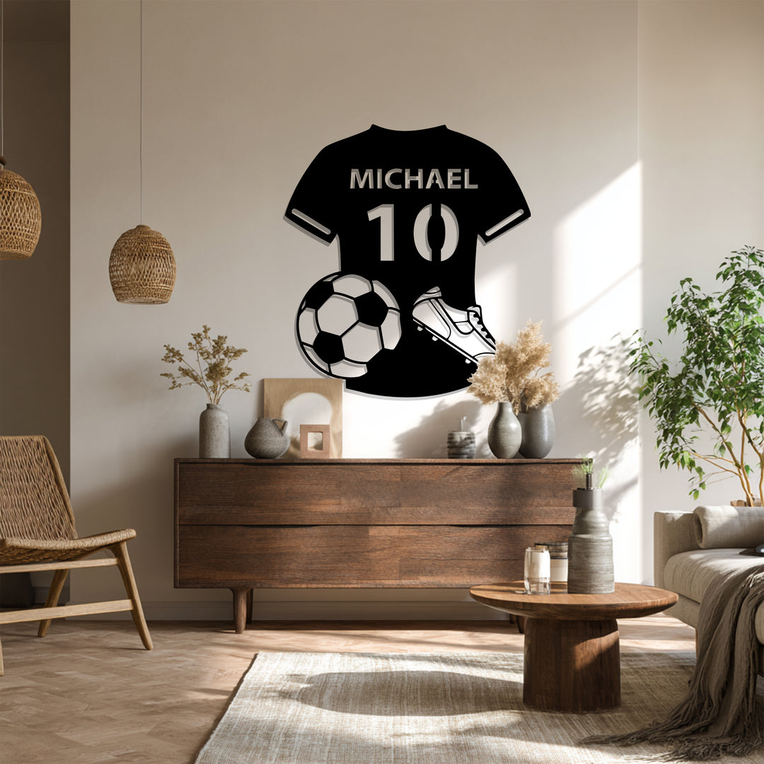 Custom Soccer Jersey Metal Wall Art – Personalized Football Decor
