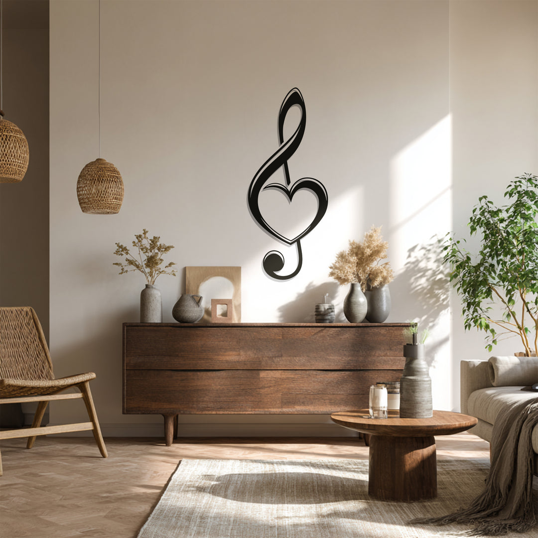 Heart Treble Clef Metal Wall Art – Musical Note Decor