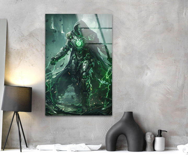 Dr Doom Green Glass Wall Art print on glass, glass printed photos
