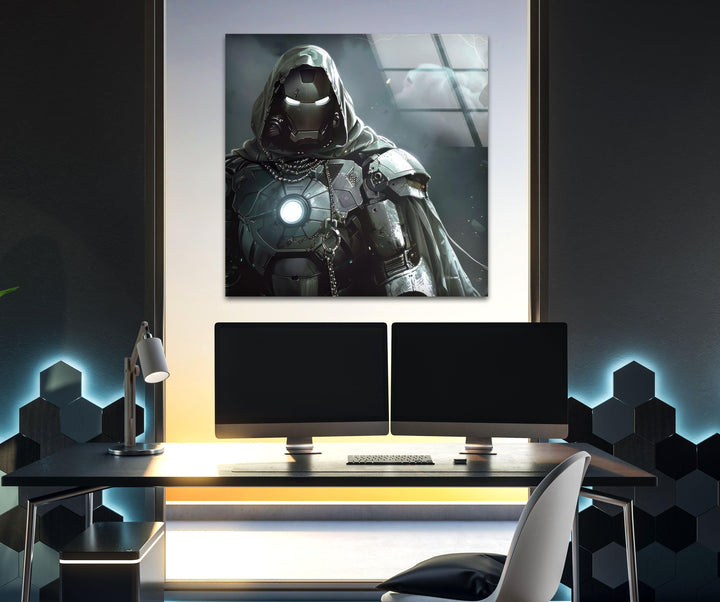 Dr. Doom Glass Wall Art glass art painting, glass art for the Wall
