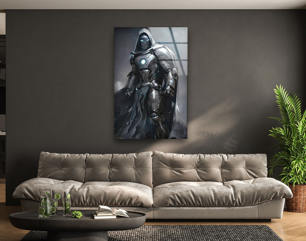 Silver Dr. Doom Glass Wall Art Glass Printing Wall Art, Print photos on glass

