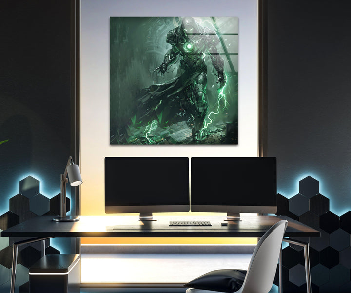 Lightning Dr. Doom Glass Wall Art custom glass photo prints, large glass prints
