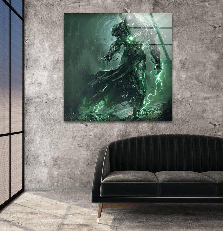 Lightning Dr. Doom Glass Wall Art photo print on glass, prints on glass wall art
