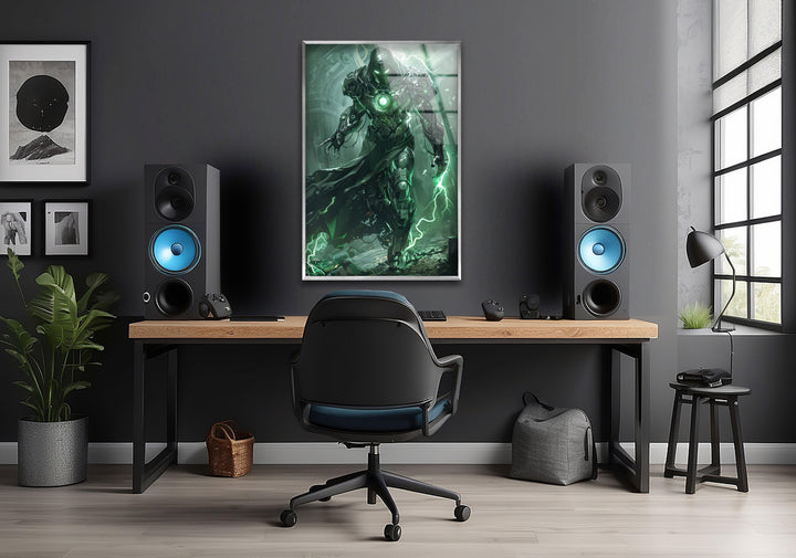 Lightning Dr. Doom Glass Wall Art picture on glass wall art, photos printed on glass
