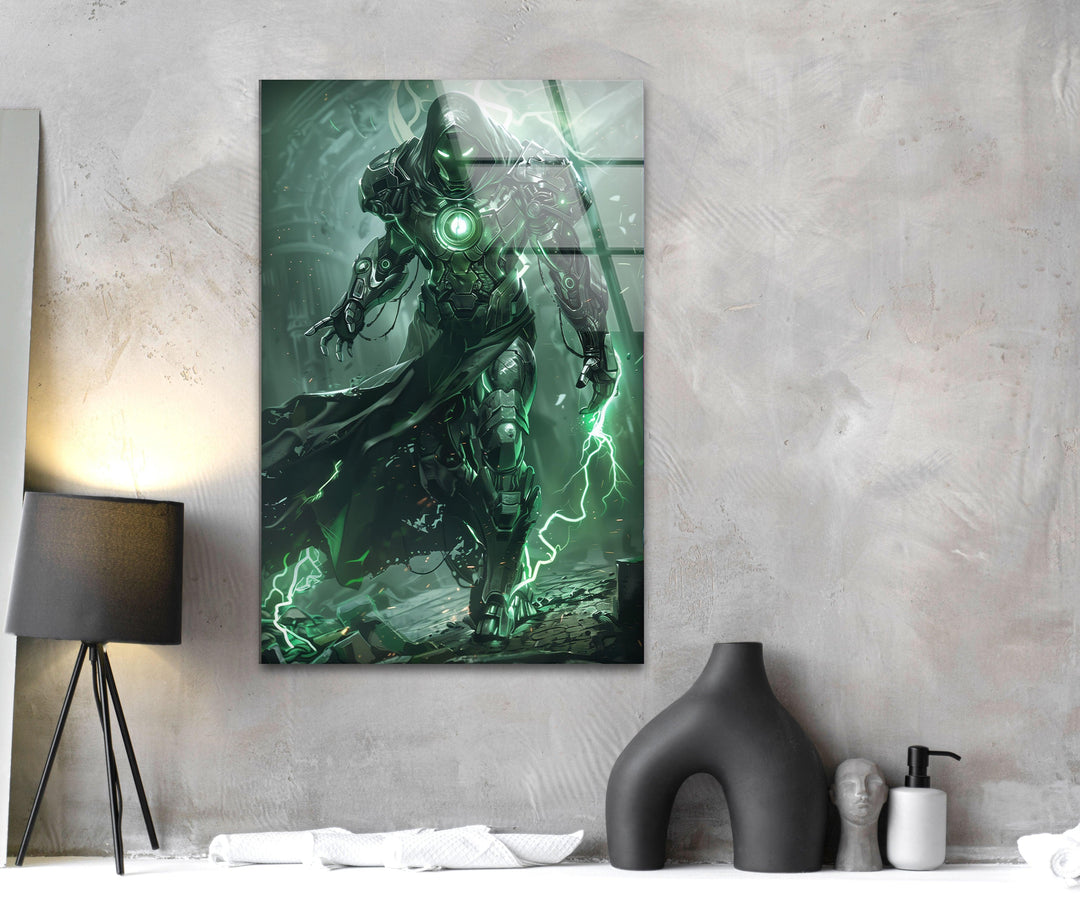 Lightning Dr. Doom Glass Wall Art print picture on glass, Tempered Glass Wall Art
