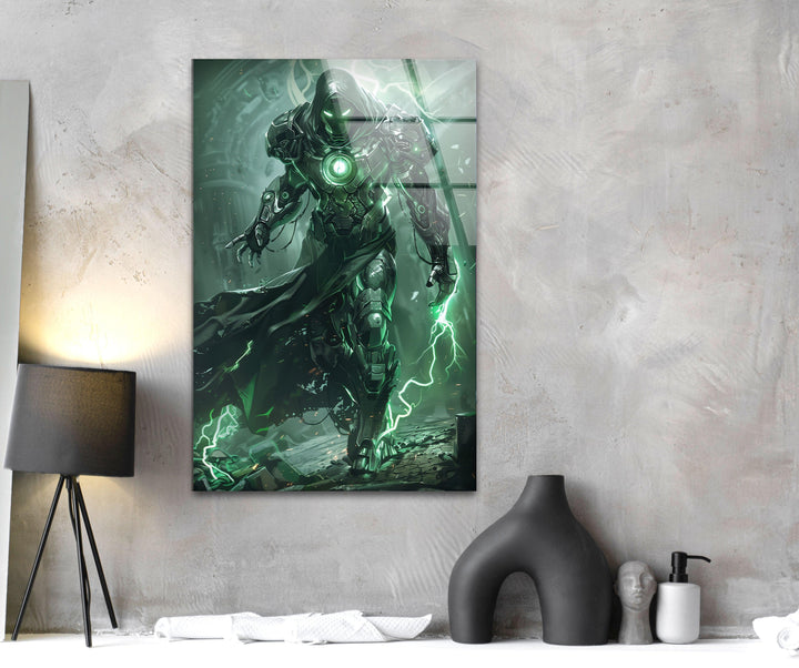 Lightning Dr. Doom Glass Wall Art print picture on glass, Tempered Glass Wall Art
