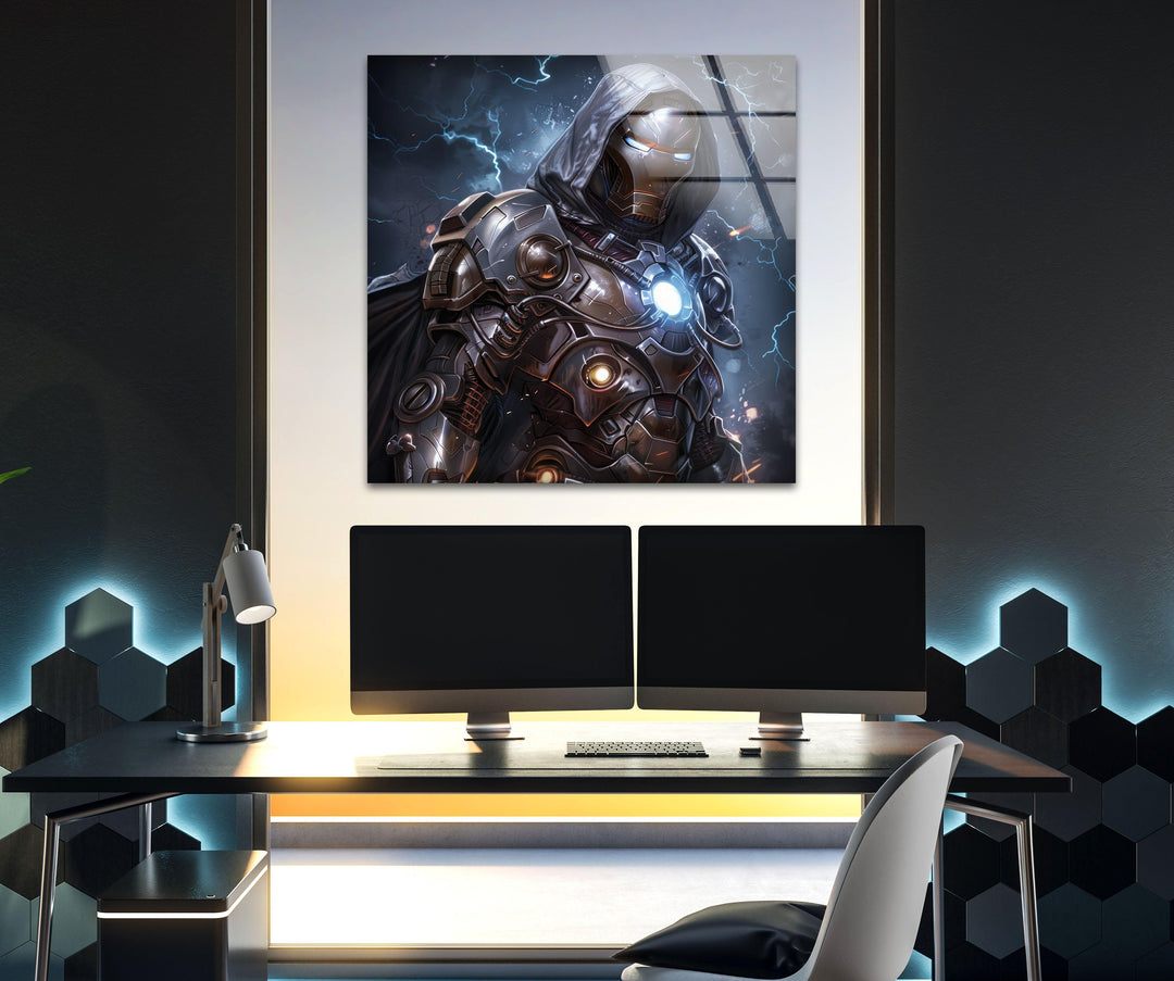 Lightning Dr Doom Green Glass Wall Art glass pictures for Wall, glass prints wall art

