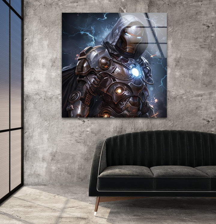 Lightning Dr Doom Green Glass Wall Art glass photo prints, glass picture prints
