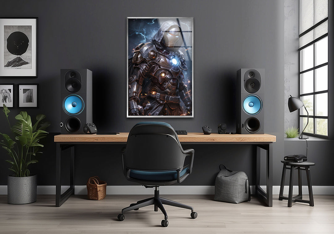 Lightning Dr Doom Green Glass Wall Art custom glass pictures, glass art prints
