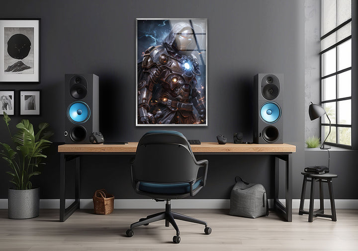 Lightning Dr Doom Green Glass Wall Art custom glass pictures, glass art prints
