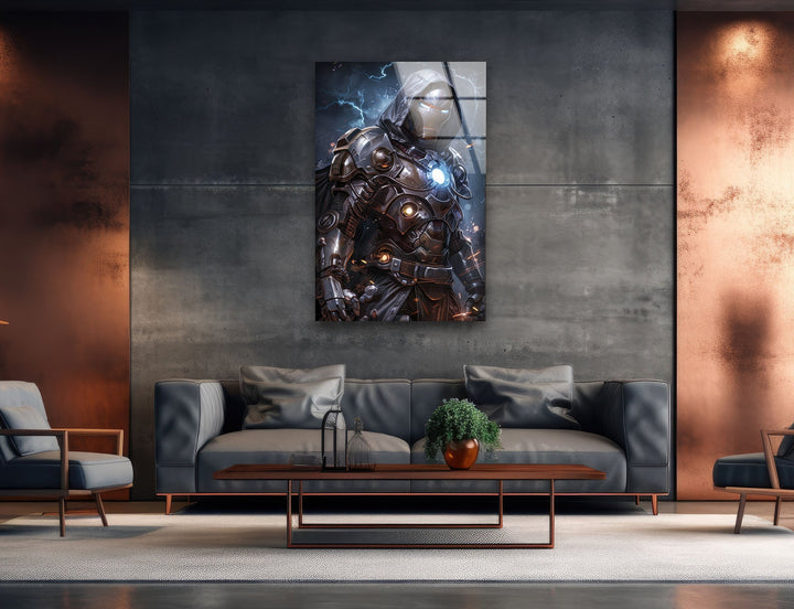 Lightning Dr Doom Green Glass Wall Art photo print on glass, prints on glass wall art
