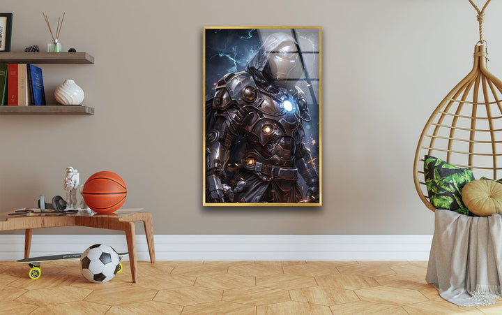 Lightning Dr Doom Green Glass Wall Art custom glass photo prints, large glass prints
