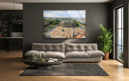 Highlighting the layering effect, the Dresden Opera House glass art showcases the iconic landmark and cityscape in a visually dimensional display of glass art.