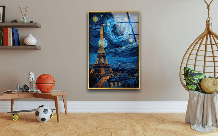 Eiffel Tower and Paris Vincent van Gogh Personalized Custom Stained Glass Art