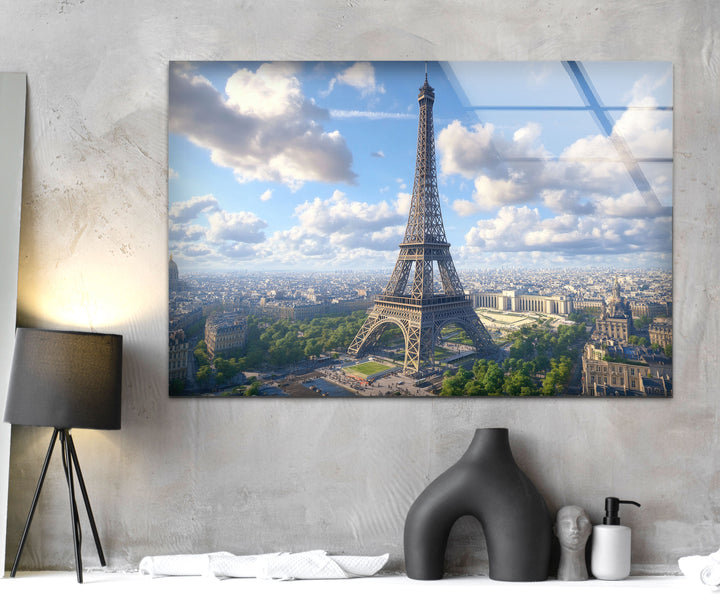 Eiffel Tower in Paris Glass Wall Art custom glass pictures, glass art prints
