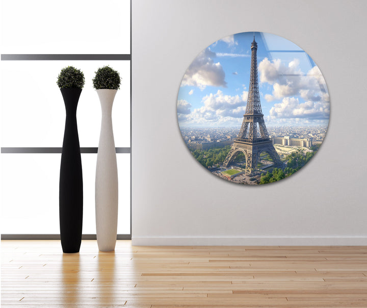 Eiffel Tower in Paris Glass Wall Art custom glass photo prints, large glass prints
