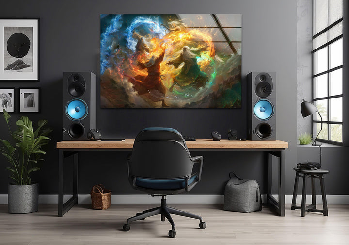 Elements Wizards Glass Wall Art picture on glass wall art, photos printed on glass
