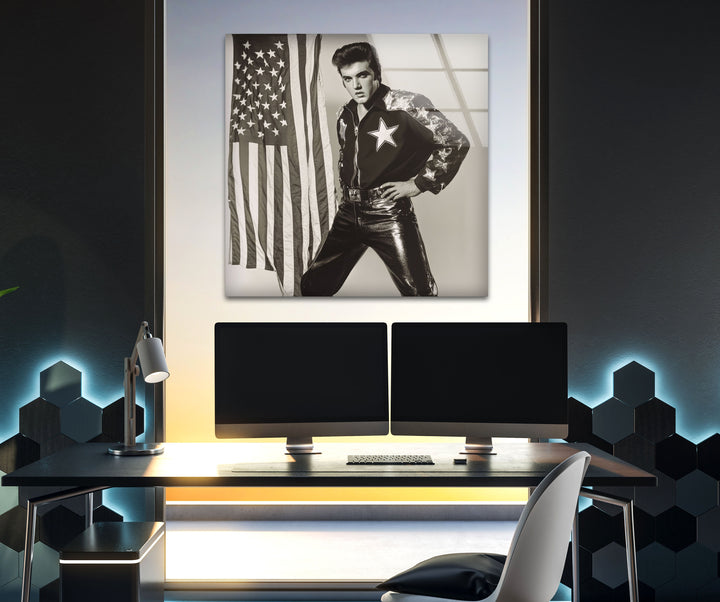 Elvis Presley Black & White Glass Wall Art glass photo prints, glass picture prints
