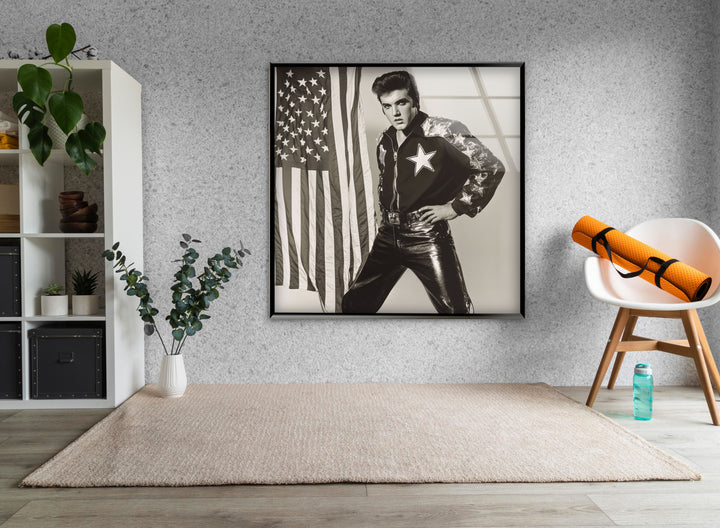 Elvis Presley Black & White Glass Wall Art Glass Printing Wall Art, Print photos on glass
