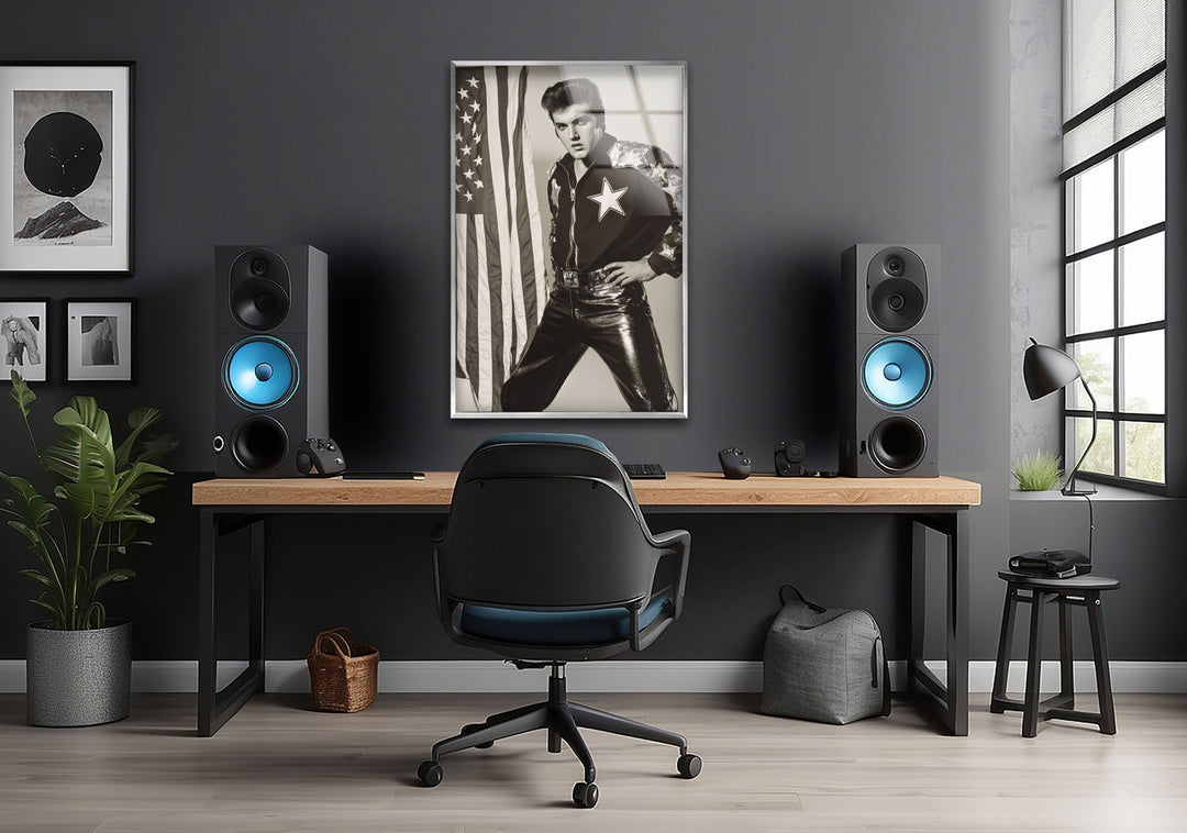 Elvis Presley Black & White Glass Wall Art glass image printing, glass prints from photos

