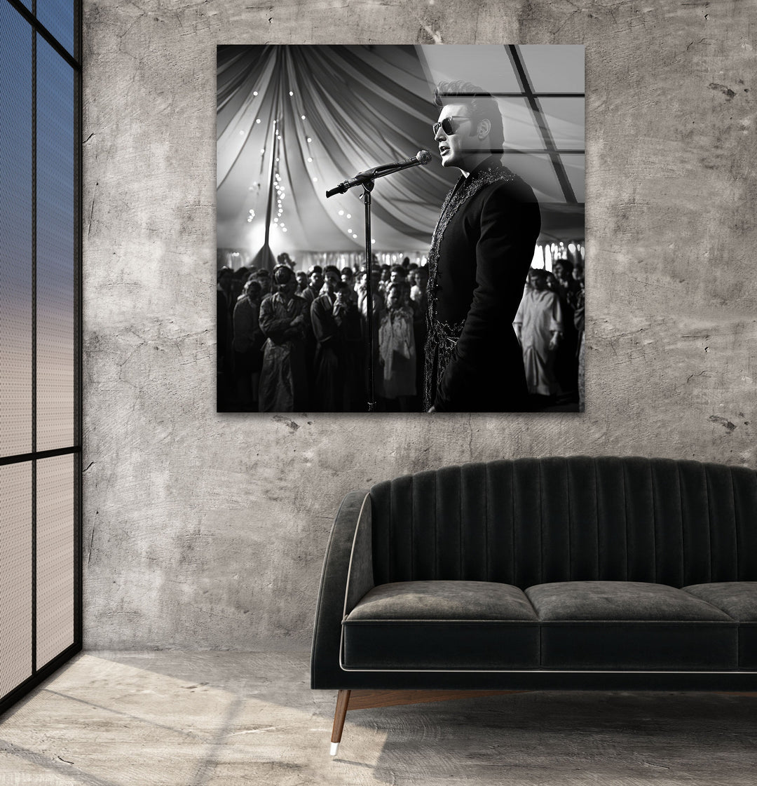 Elvis Presley Black and White Glass Wall Art glass pictures for Wall, glass prints wall art
