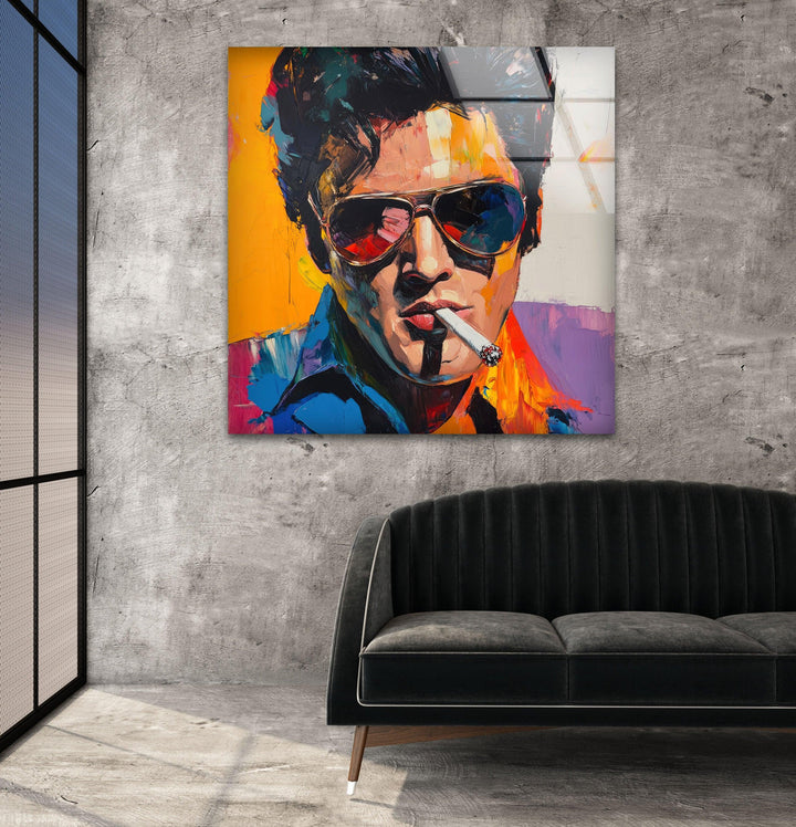 Elvis Presley Smoking Glass Wall Art Elvis Presley Smoking Glass Wall Art