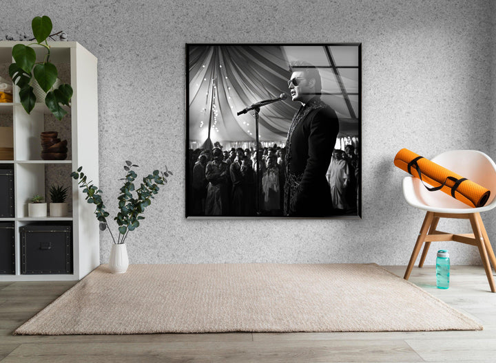 Elvis Presley Black and White Glass Wall Art custom glass pictures, glass art prints
