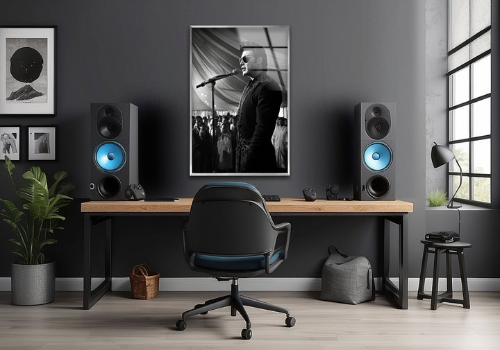 Elvis Presley Black and White Glass Wall Art large glass photo prints, glass wall photos
